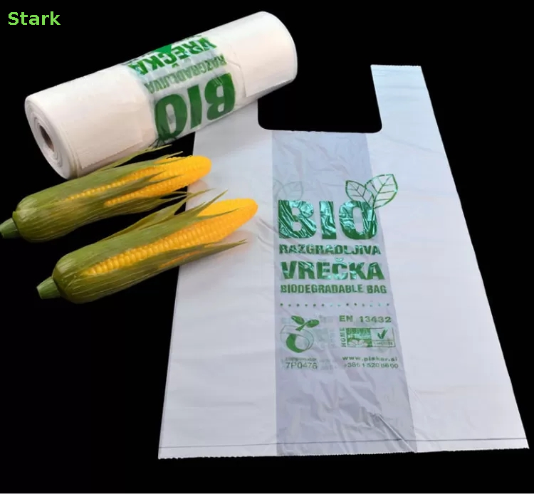 biodegradable T-shirt Bag on roll,Biodegradable Shopping Bag on roll,compostable T-shirt Bag,